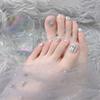 Toenails Full Cover False Nails Rhinestone Fake Toenails Short Nails Patch  False Toenails
