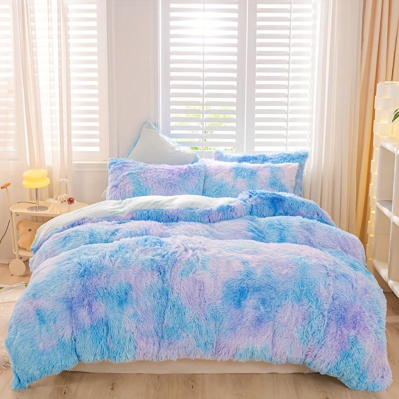 Set Copripiumino Peluche Tie Dye Y2K da 3 Pezzi ( 1 Copripiumino + 2 Federe), Set Biancheria da Letto Morbido e Caldo