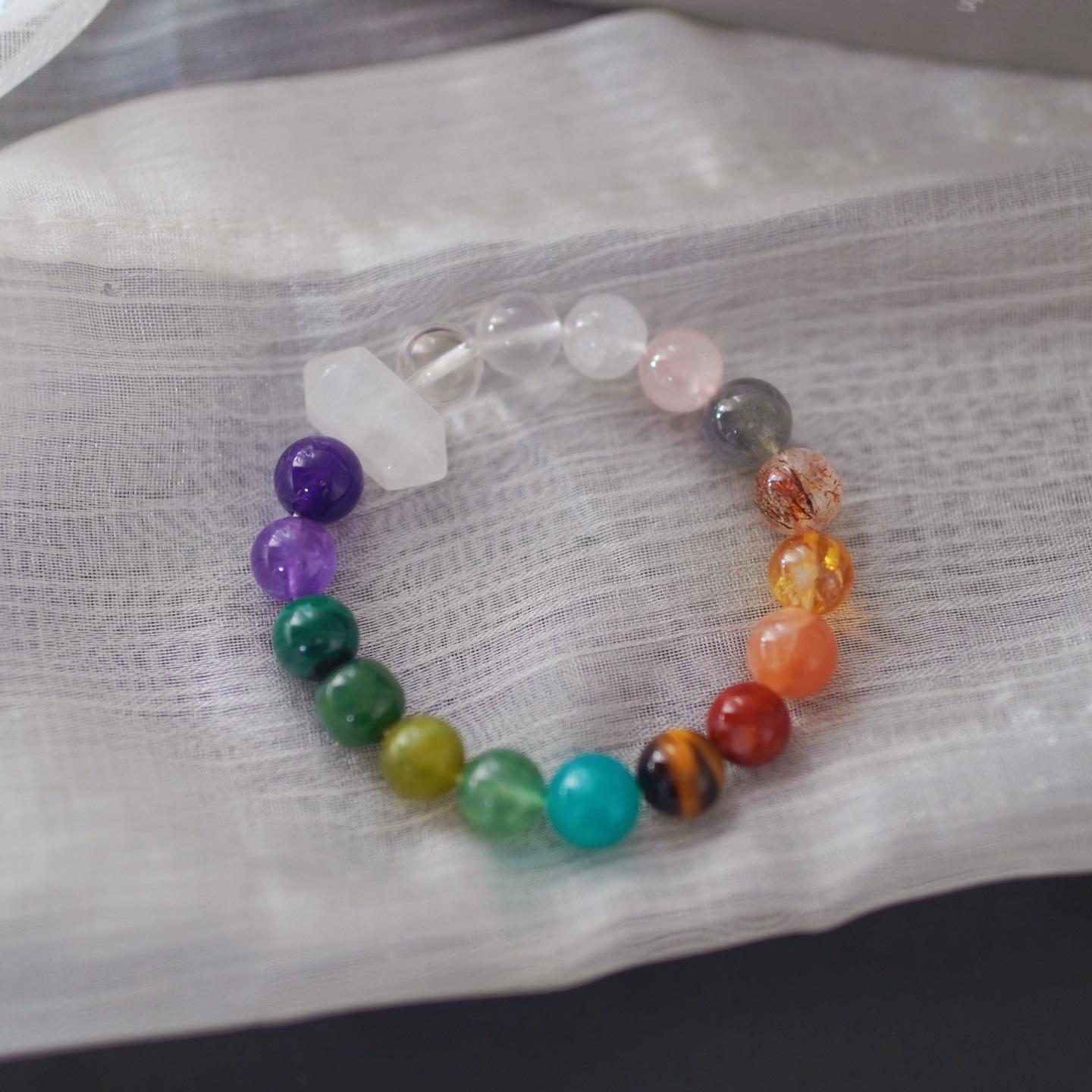 10Mm High Quality Natural Hetian Jasper Amethyst Tiger S Eye Stone Citrine Tianhe Stone Duobao Bracelet Bracelet.