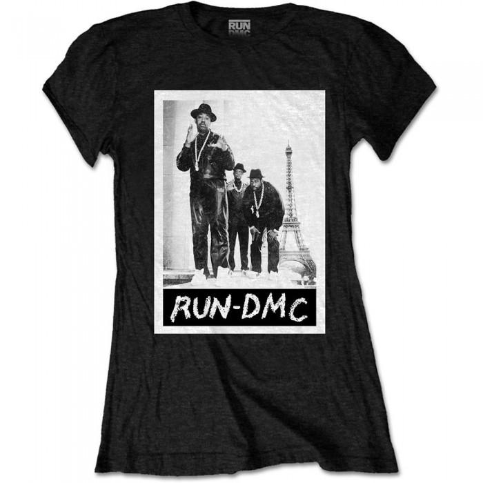 Camiseta de algodão feminina/senhora Run DMC Paris Photograph L preto