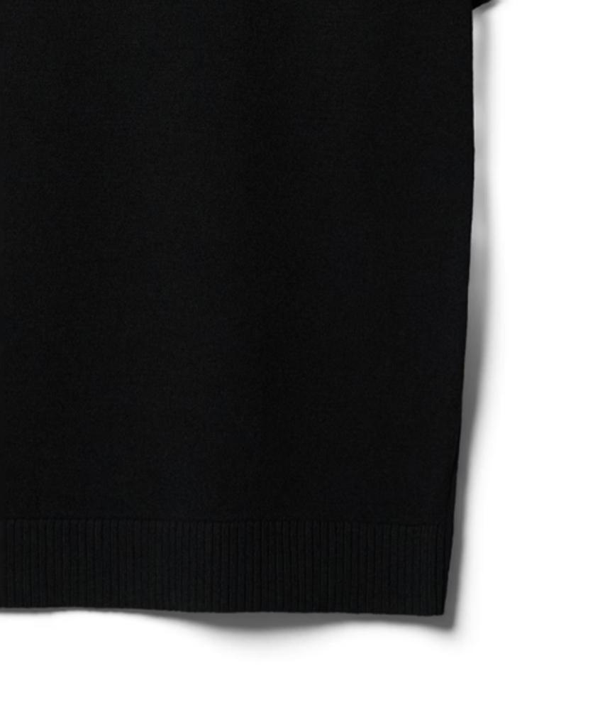 Hejiseu [His] Black Cool Linen Short Sleeve Collared Knit