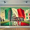 Italian architecture and flag, party backdrop, indoor and outdoor banner decorations, holiday party and birthday decorations