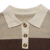2026 Retro Color Block Stripe Polo Collar Sweater - Women's Long Sleeve Knitwear for Autumn/Winter Casual Wear