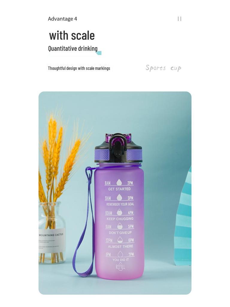 Botella de agua esmerilada degradada sin BPA con pajita – Vaso portátil Bounce para estudiantes