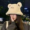 Ok Ear Bear Letter Embroidery Plush Fisherman Hat Bucket Cap Protection Sun