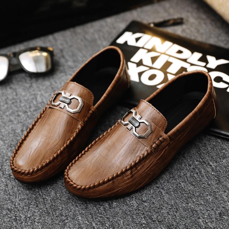 Men's Summer New Soft-soled Breathable Men's Casual Leather Shoes Doudou Shoes Driving Shoes