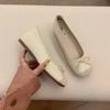 French Retro Soft-soled Single Shoes Silver Women's Shoes Autumn Ladyshoes Evening Bow Red Flats Ballet Shoes
