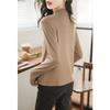 Mode Lässig Skinny Einfarbig Patchwork Halboher Kragen Knopf Gerade T-Shirts Unterzieh-Temperament Damenbekleidung