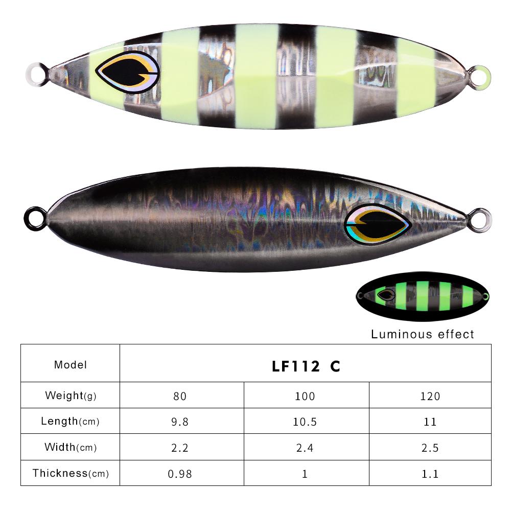 Saltwater Jigging Bait Fishing Lure 80G 100G 120G Long Cast Sea Fishing Metal Lead Slow Pitch Jigs