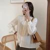 Doll Collar White Shirt, New Layering Inside Out, Organ Pleat Blouse Design Chic Long Sleeve Ladies Shirt