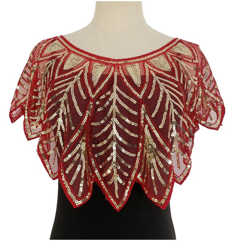 Vintage Sequin Mesh Shawl Cardigan - European Short Formal Party Cape