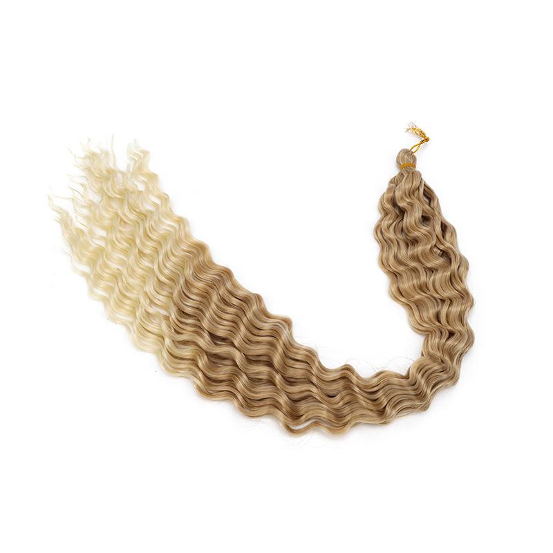 Салон наращивания синтетических волос Натуральные синтетические пучки волос Свободная глубокая волна Волосы для плетения Высокотемпературное волокно Блонд Искусственные волосы T27/613