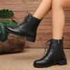 Lace-up British Soft Leather Martin Boots Women's Autumn and Winter New Large Size Women's Shoes Thick Heel Short Cotton Boots