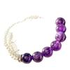 Vintage Design Natural Amethyst Artificial Crystal Pearl Design Lazy Bracelet Bracelet