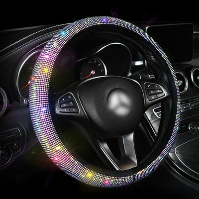 Capas de volante de carro de strass coloridas de cristal de luxo Diamante Strass Carro coberto em forma de D