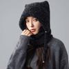 Windproof Hooded Scarf Hat Thickened Mask Neck Warmer Japanese Style Cap Cat Ears Beanie  Travel