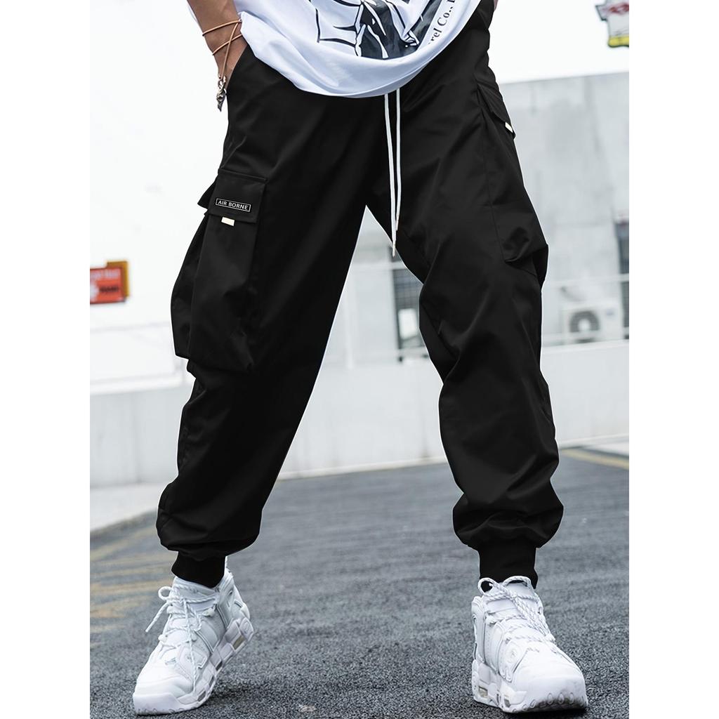 Men's Casual Jogging Cargo Pants Solid Drawstring Sports Pants WIth Pockets Men Trousers Streetwear Hip-Hop Halen Pants