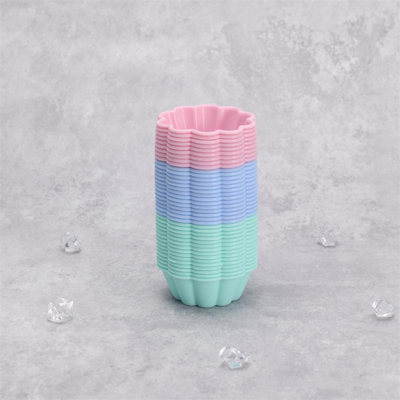 12 Pcs Petal Shape Muffin Cup Round 5cm Silicone Muffin Cake Baking Molds Cupcake Pan Baking Accessories Tart Cup Cake Mould