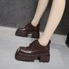 Platform Loafers Women's Autumn 2025 New Inner Height-increasing Women's Shoes Versatile Thick Heel Black British Style Small Leather Shoes
