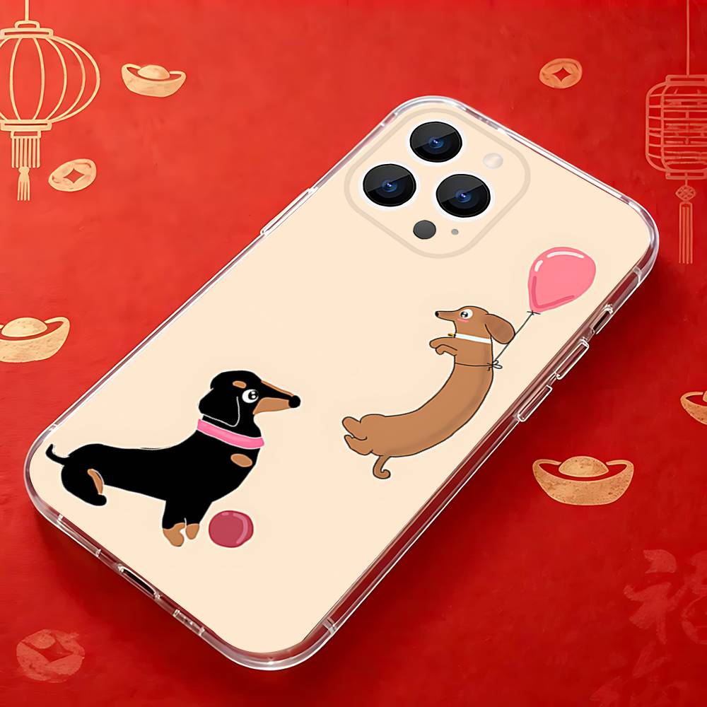 

Animal Dachshund Dog Cute Clear case suitable for iPhone 11 12 13 14 15 16 17 Pro Max Plus X XS XR SE E Mini Protective Case iPhone15
