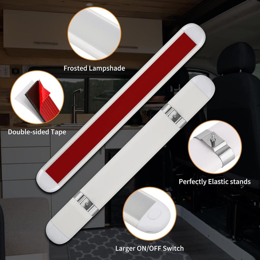 12V LED Interior Light Bar 120LEDs 1800LM 8W DC Frosted 12 Volt Led Strip Lights With ON/Off Switch 12V Led Light Enclosed Trailer Truck Interior