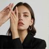Teardrop Hoop Earrings for Women, 14K Gold Plated Oval Pull Through Hoop Earrings for Women, Gold Drop Hoop Earrings for Women