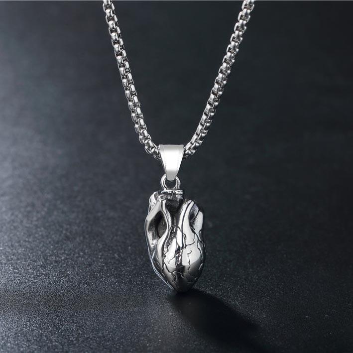 

Креативный кулон в виде сердца, ожерелье из нержавеющей стали, уличные модные мужские и женские персонализированные ретро аксессуары в стиле хип-хоп