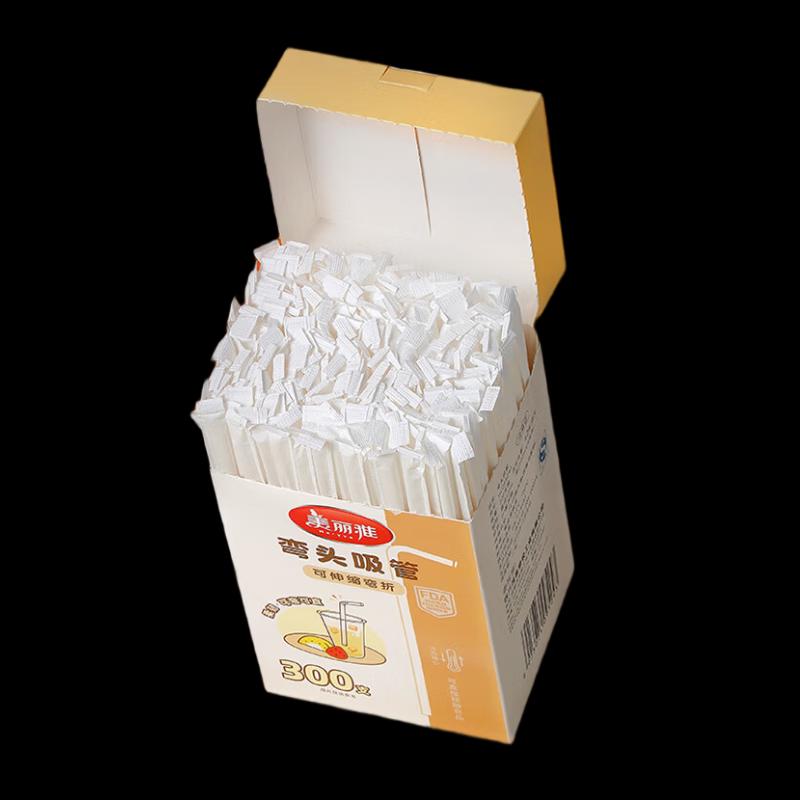 Meiliya Disposable Bent Straws, 300 Count