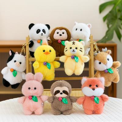 Cute Zoo Panda Plush Pendant for Female Students Schoolbag Hanging Ornaments Gift Doll Keychain Plush Toy