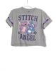 Disney Stitch  Angel Graphic Tee Ohana 626 Print Gray Short-Sleeve Cropped