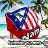 Custom Name Personalized Atletico Madrid Print Umbrella, Auto Open Close, 8‑Rib Sturdy Frame, Commute Camping Hiking Use, Birthday Gift