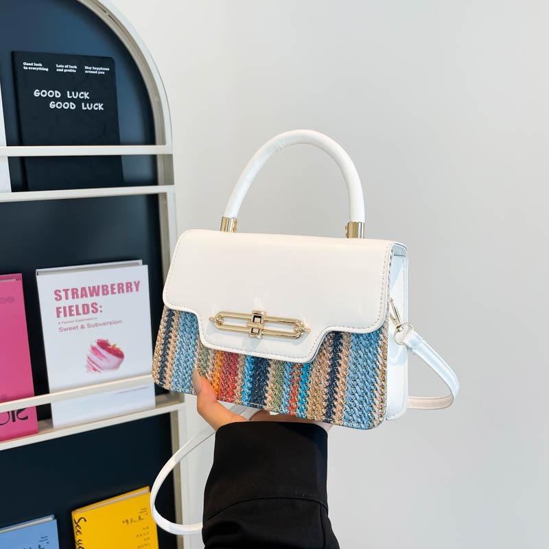 Trendy New Fashion Simple Design Popular Contrasting Colors Casual Shoulder Crossbody Portable Small Square Bag