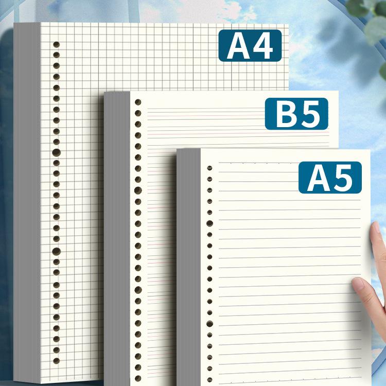 B5 26-Hole Loose-Leaf Notebook Refill, Detachable A4 Horizontal Line Grid Paper