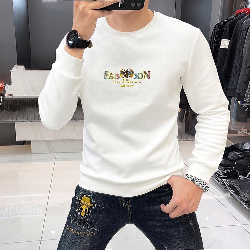 Men's 3D Little Bee Fleece-Lined Crew Neck Sweatshirt - Long Sleeve, Thickened for Autumn/Winter
