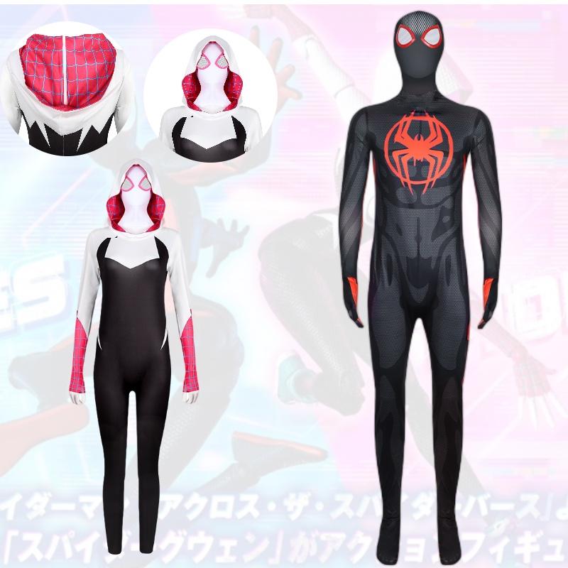 2023 Spider-man Miles Gwen Cosplay Costume Women's Spider-man Jumpsuit Milk Silk Fabric