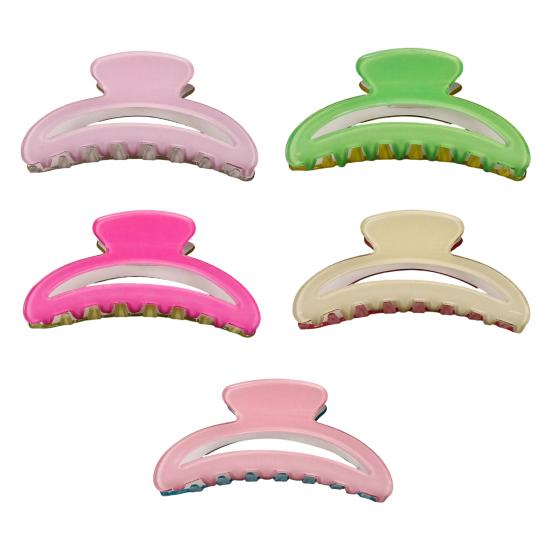 Hair Claw Contrast Color Hollow Design Back Head Shower Clip Anti-slip Medium Size Shark Hair Claw Versatile Hair Accessory