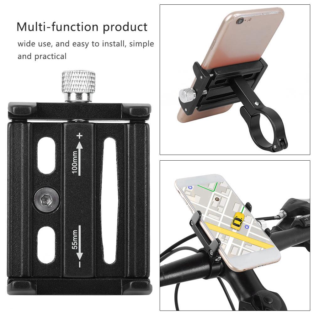 KR01 Aluminium Alloy Mobile Phone Holder Clip Portable Motorcycle Bicycle Fixed BracketBlack