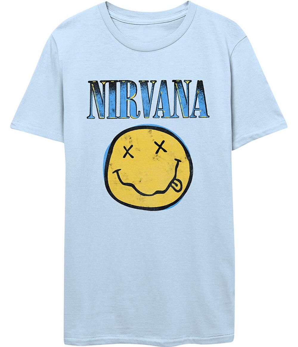26 Nirvana Xerox Smiley Blue Blue T-Shirt NEW OFFICIAL Unisex T-Shirt M