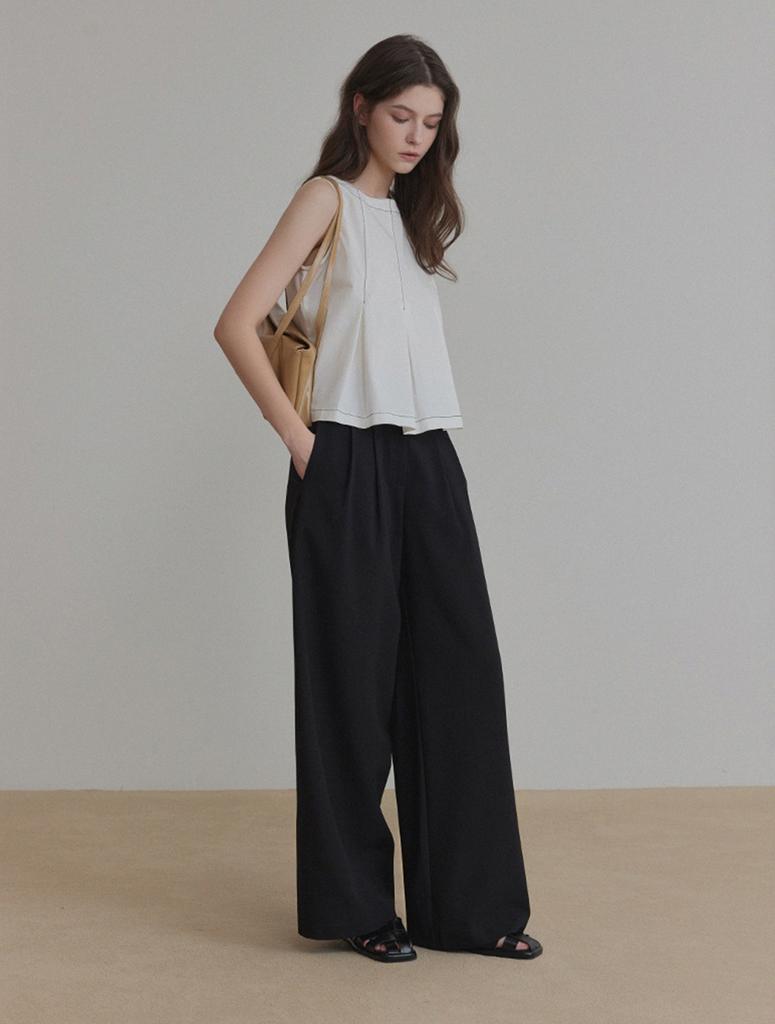 Teuwi Pimme Pintuck Wide Long Slacks