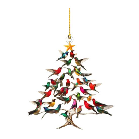 

1/2/3/4 шт. Сверкающая колибри Рождественское украшение 2D акрил Красочная Стопка Колибри Украшение Зимняя Птица Рождественский Декор 8 cm 1pc