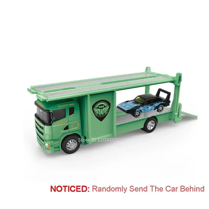 1:64 Scale Container Alloy Trailer Model Toy Car Diecast Metal Movable Joint Pull Back Engineering Vehicles Models Gifts for Boy