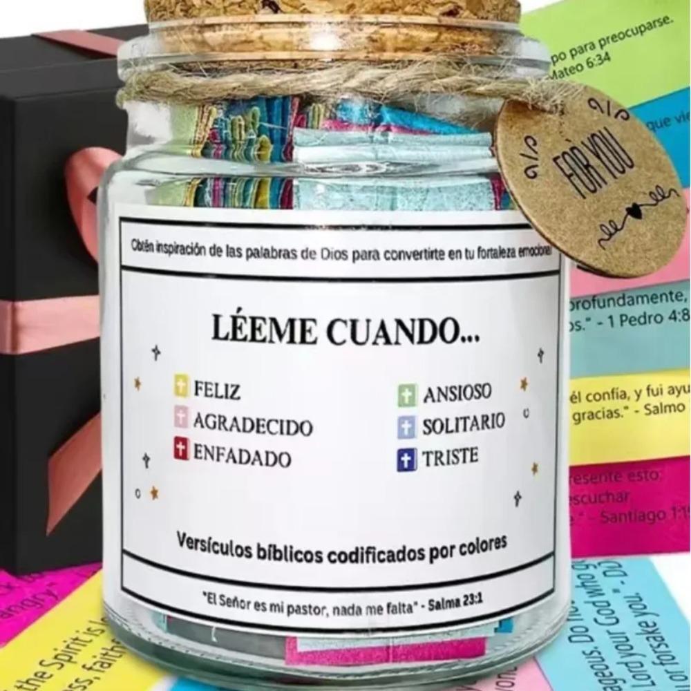 Versets Bibliques dans un Pot, Pot de Stockage de la Parole de Dieu, Versets Bibliques Colorés Gratitude & Bénédictions Chrétien, Avec Boîte Cadeau