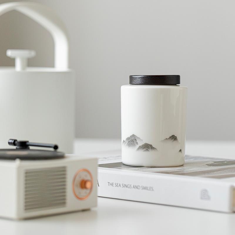 Moisture-Proof Jade White Porcelain Tea Caddy - High-Grade Sealed Ceramic Storage Jar with Custom Logo