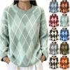 Women's Loose Fit Knit Top Neck Color Block Pullover Sweater for Casual Wear