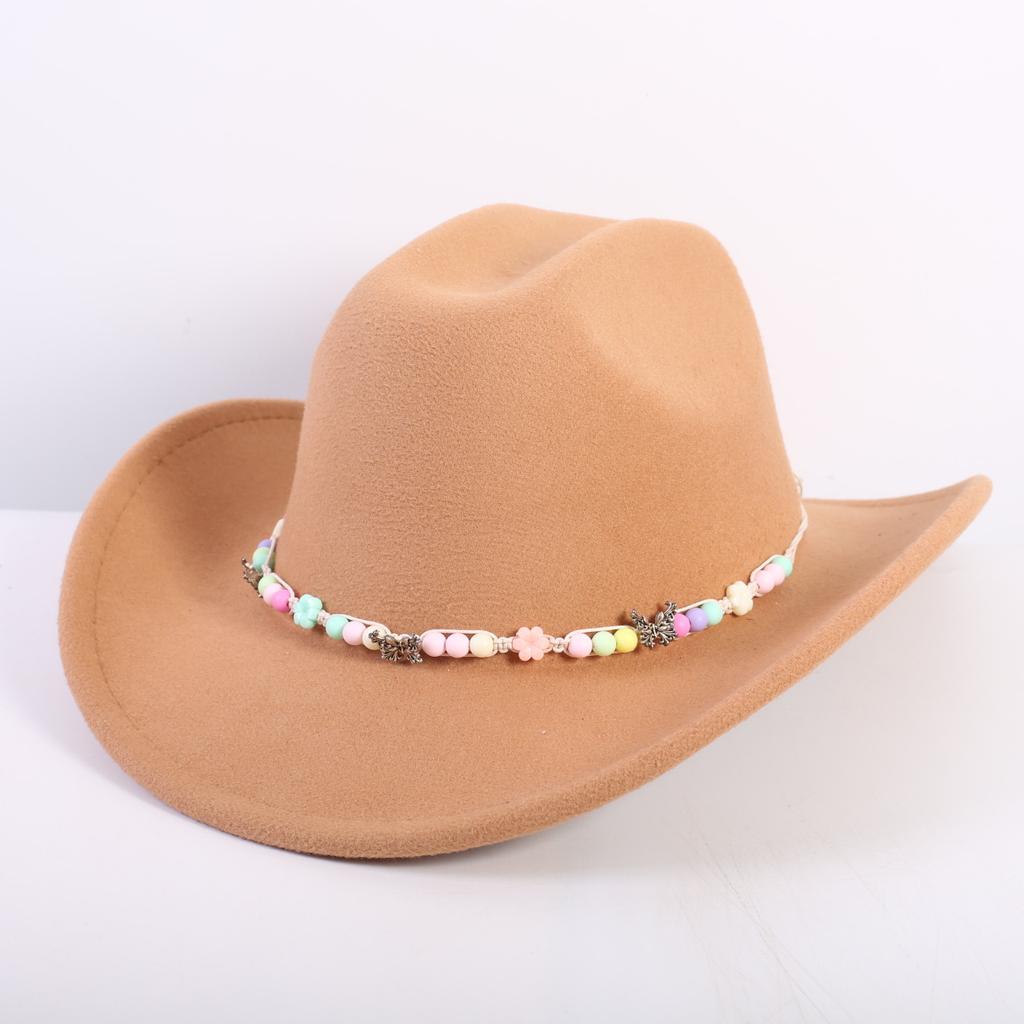 Popular European and American Fashion OL Style One-word Cowboy Hat Men's and Women's High-end Top Hat Jazz Hat Felt Hat
