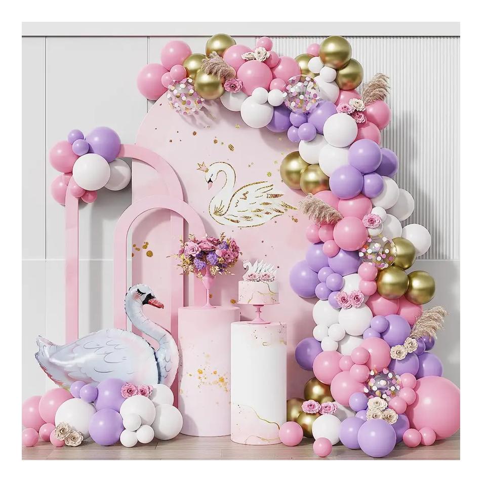 Bruiloft Verjaardag Babyborrel Geslachtsonthulling Decoraties Stofblauw Wit Ballonnenboog Slingerset