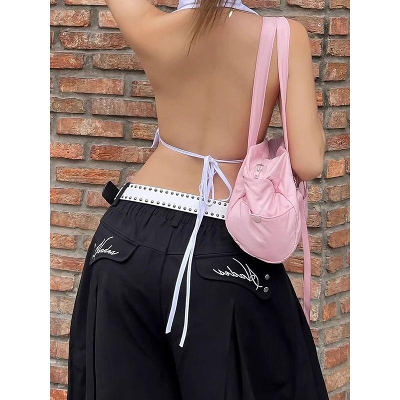 Kkx European and American Style Gyaru Sexy Street Niche Simple Design Hollow out Backless Inner wear Hanging Neck Vest