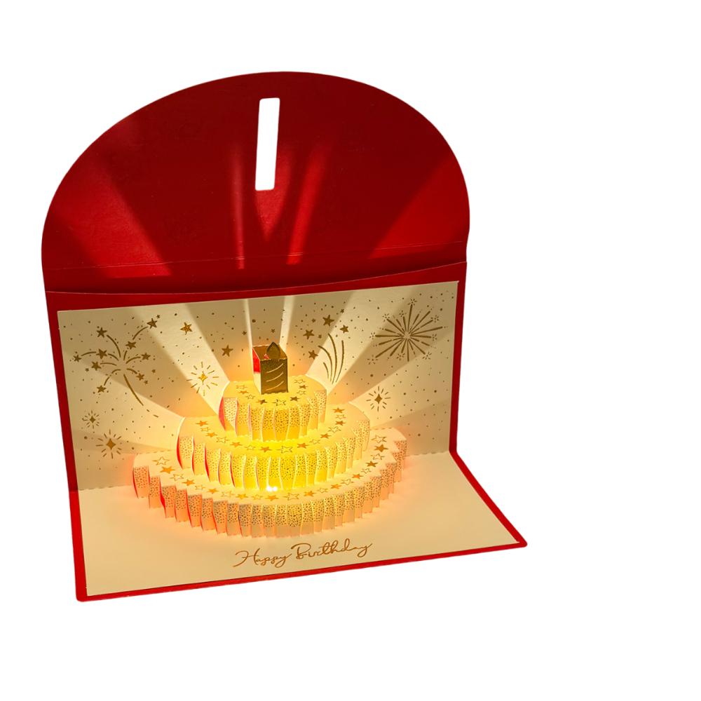 Creative Birthday Red Envelope Musical and Light Lucky Money Envelope Money Bag Birthday Party красный