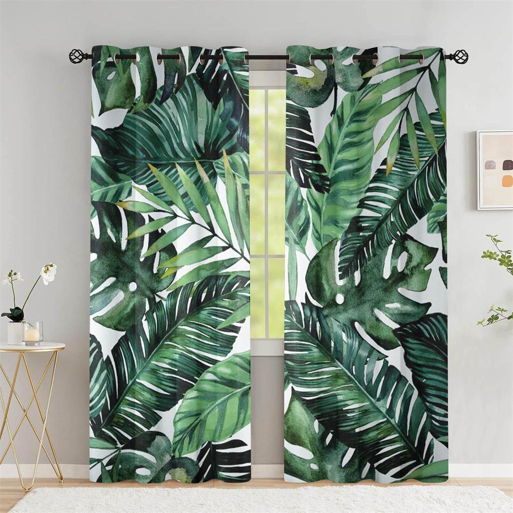 Summer Tropical Leaf Shade Curtains Deluxe Living Room Bedroom Home Decoration Palm Leaf Banana Leaf Curtains