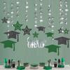 Cheerland 2025 Graduation Banner Party Decorations Green Graduation Cap Garland Kit Congrats Grad Supply for Prom Backdrop Decoration Ceiling Decor
